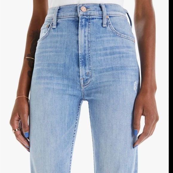 MOTHER High Rise Blue Jeans Distressed Style - Picture 2 of 5